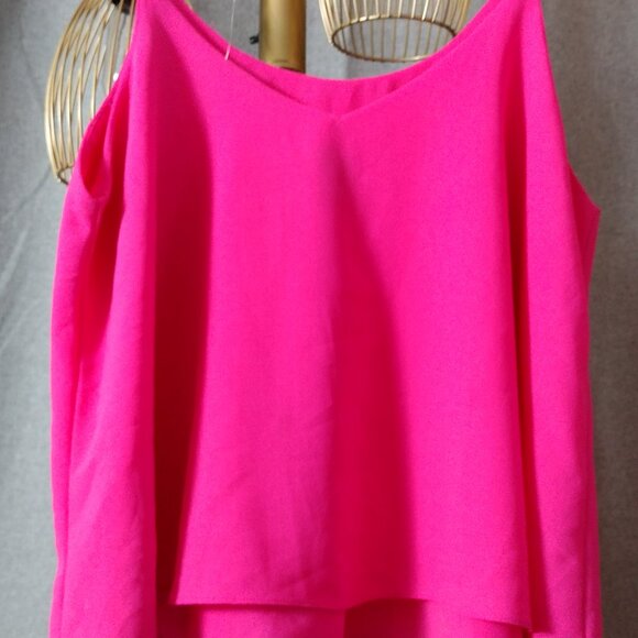 Paper Crane Hot Pink Layered Camisole Tank Top Size Large | Flowy Cami - Picture 7 of 7